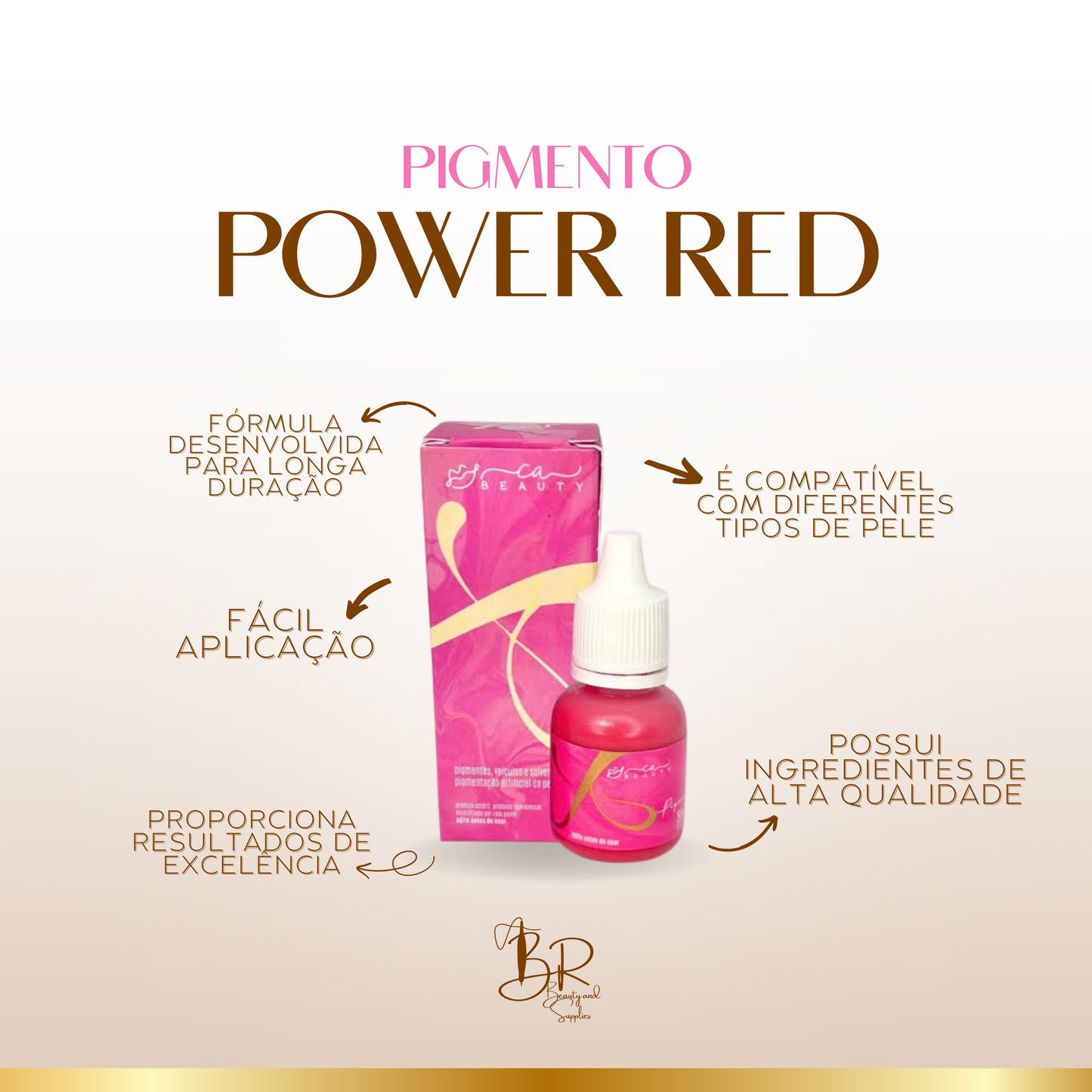 Pigmento CA Beauty Power Red Vermelho Rosado 5ml